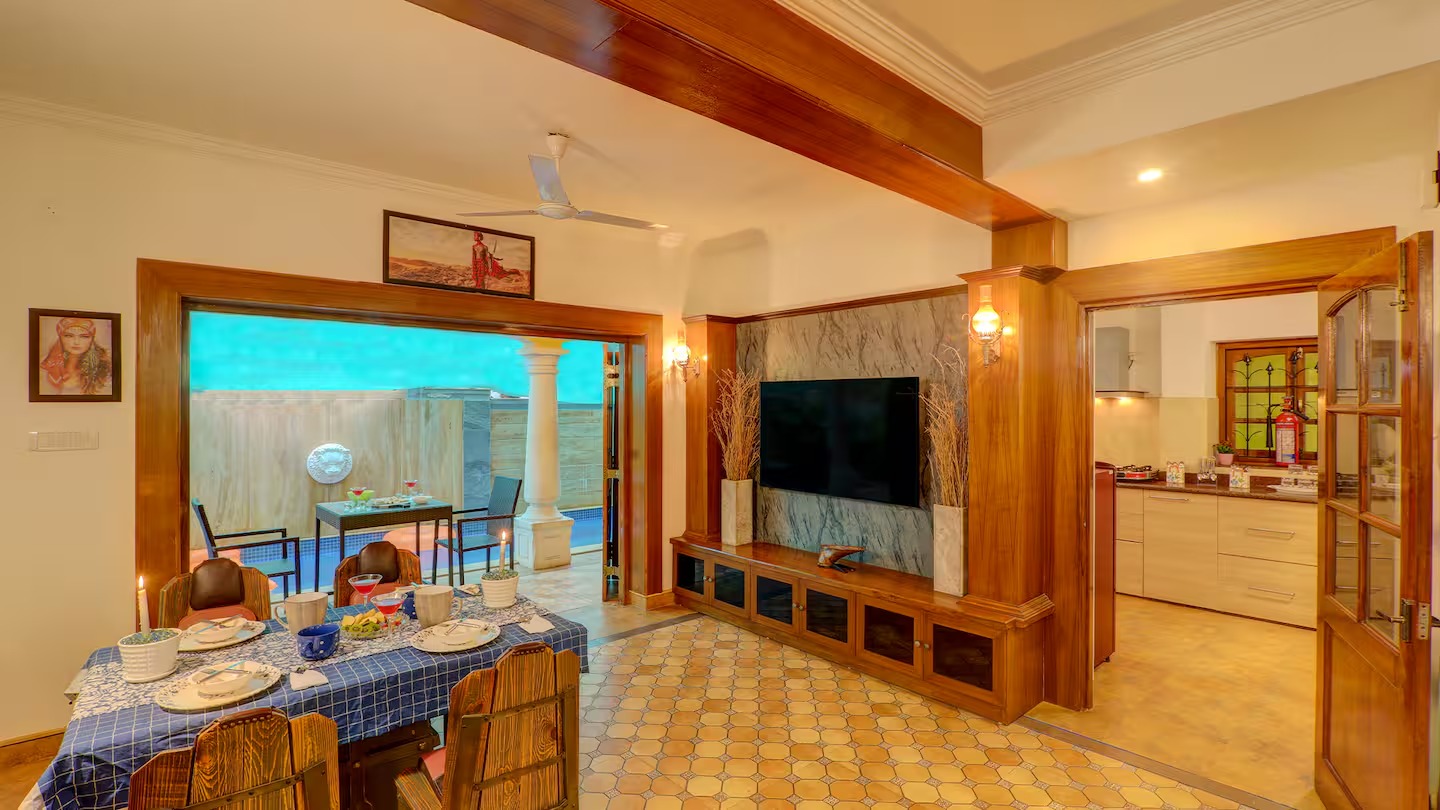 Living and dining space at House of Legends Villa