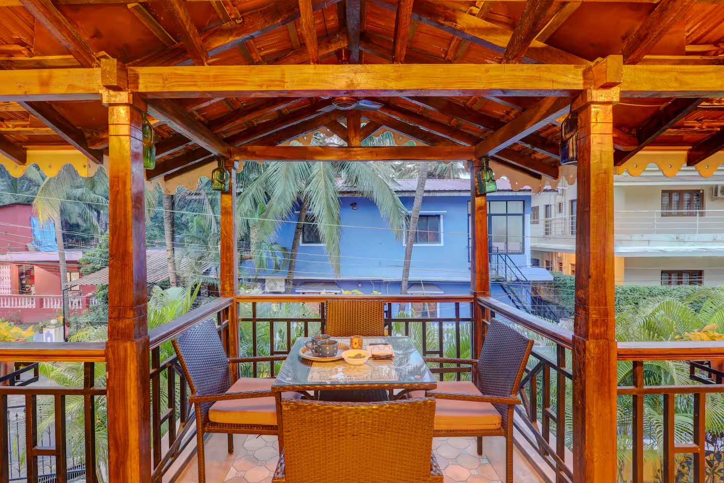 Balcony seating at House of Legends Villa, Saligao