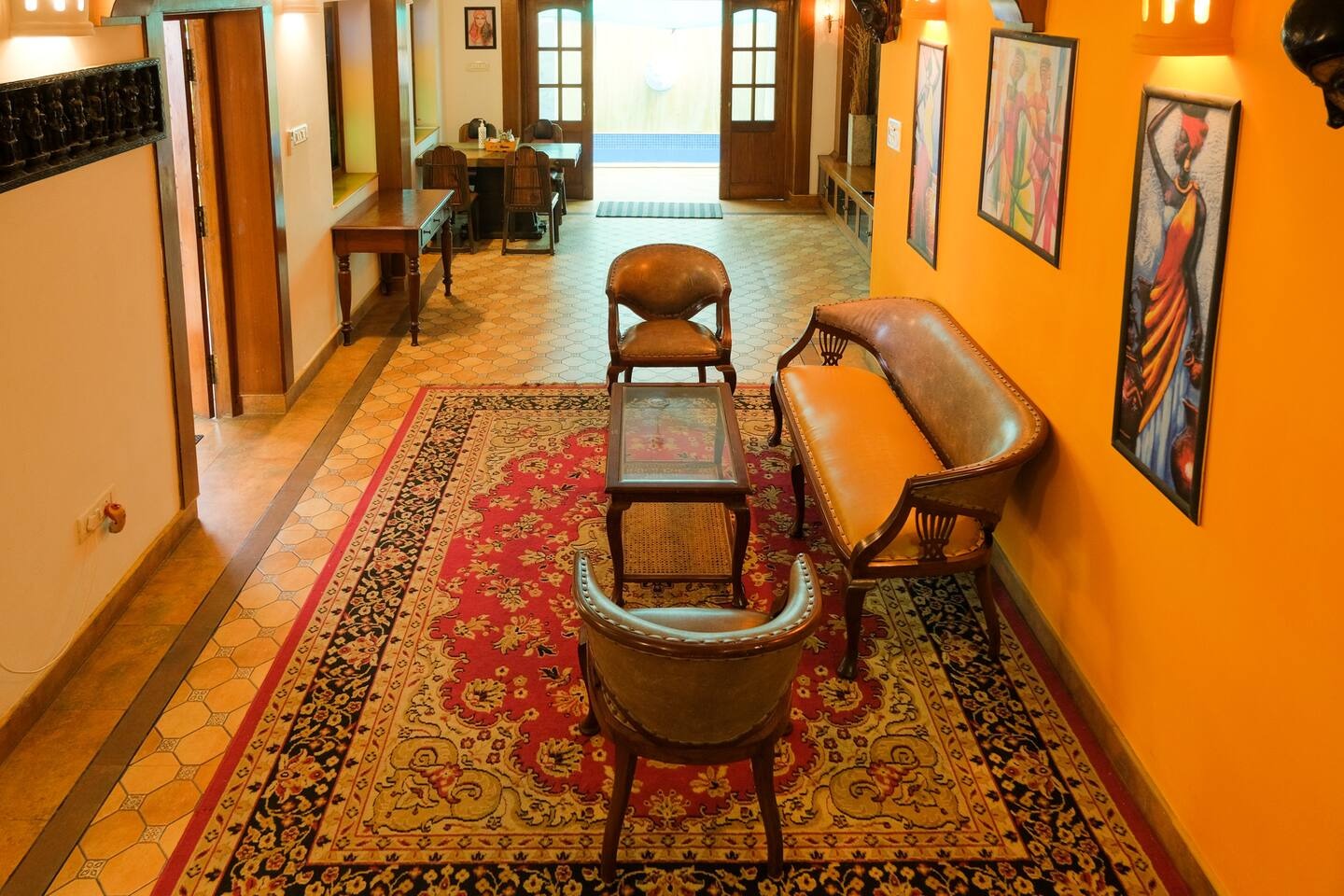 Lounge and dining area at House of Legends Villa, Saligao